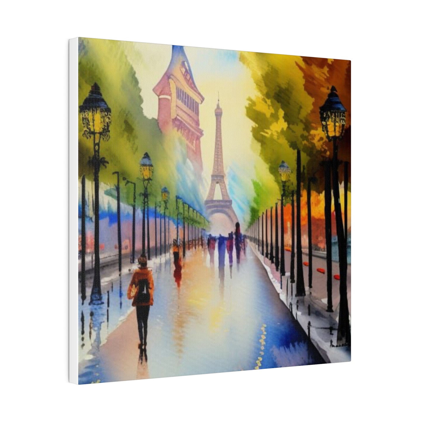 Walking in the City of Paris, Watercolor Matte Canvas, Stretched, 0.75"