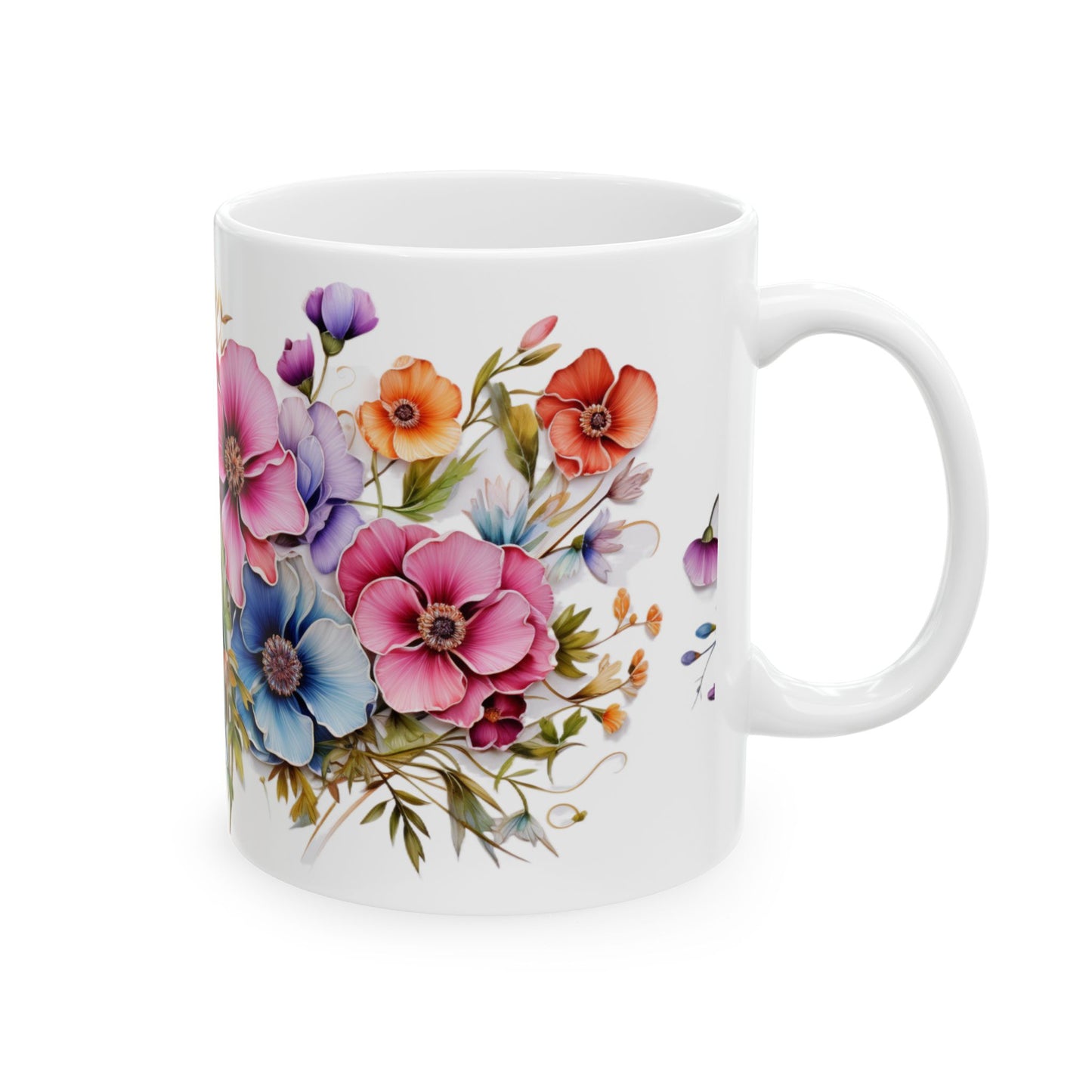 Floral Vibrant Color flowers Ceramic Mug 11oz