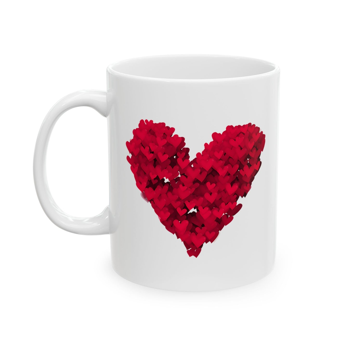 Red Heart Flower Mug 11oz - Valentine's Day, Anniversary, Mother's Day & Birthday Gift