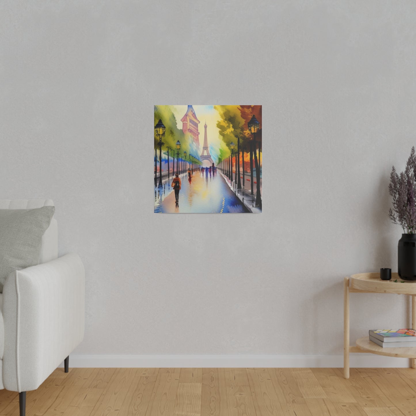 Walking in the City of Paris, Watercolor Matte Canvas, Stretched, 0.75"