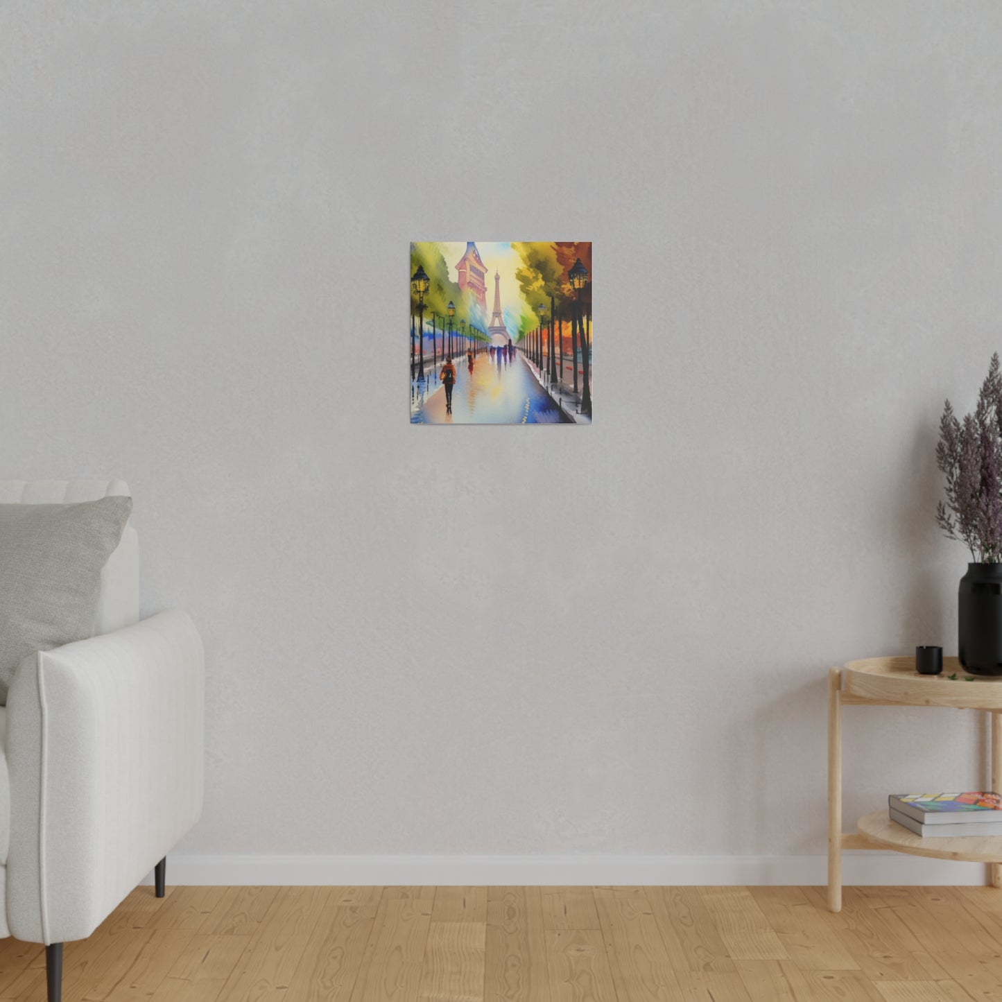 Walking in the City of Paris, Watercolor Matte Canvas, Stretched, 0.75"