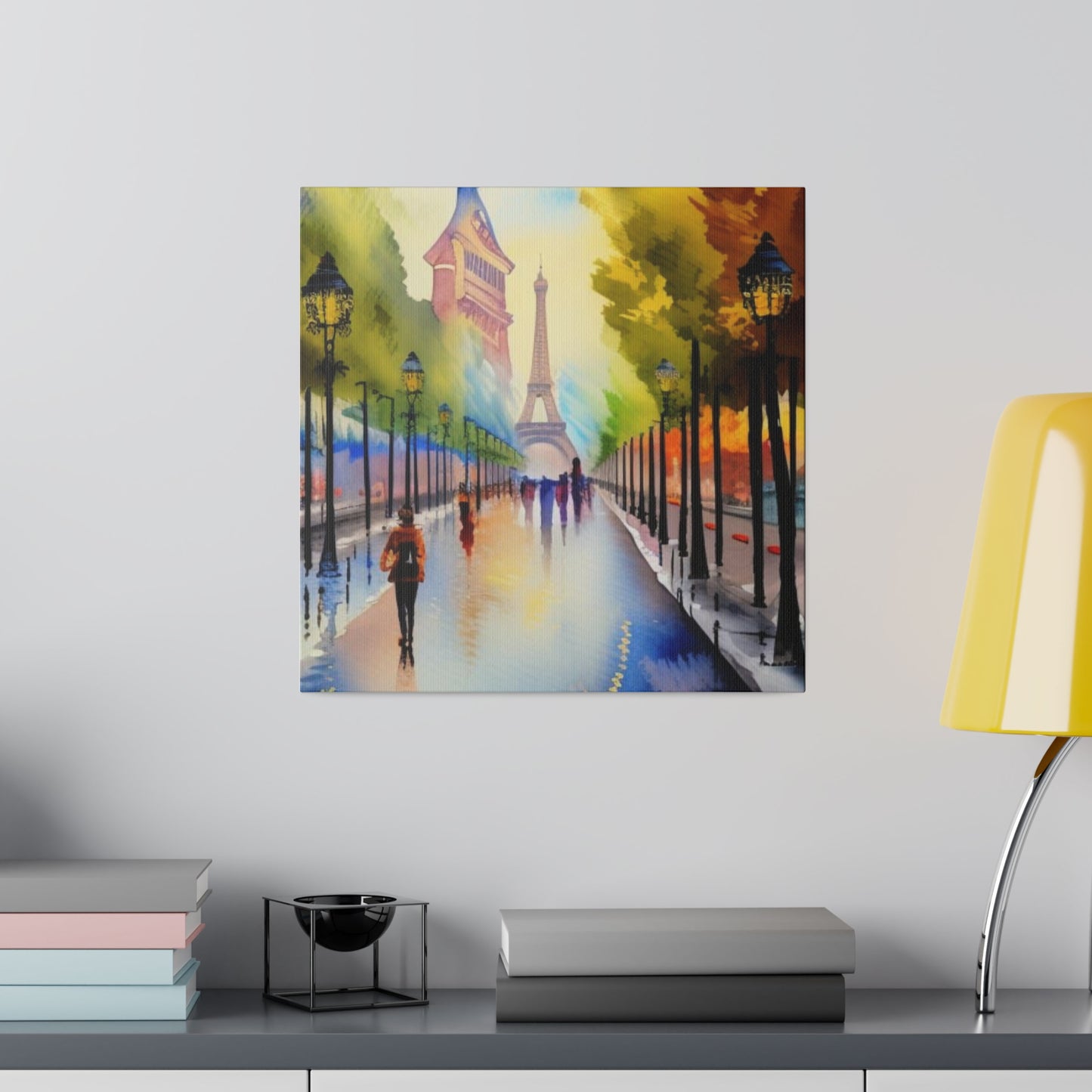 Walking in the City of Paris, Watercolor Matte Canvas, Stretched, 0.75"