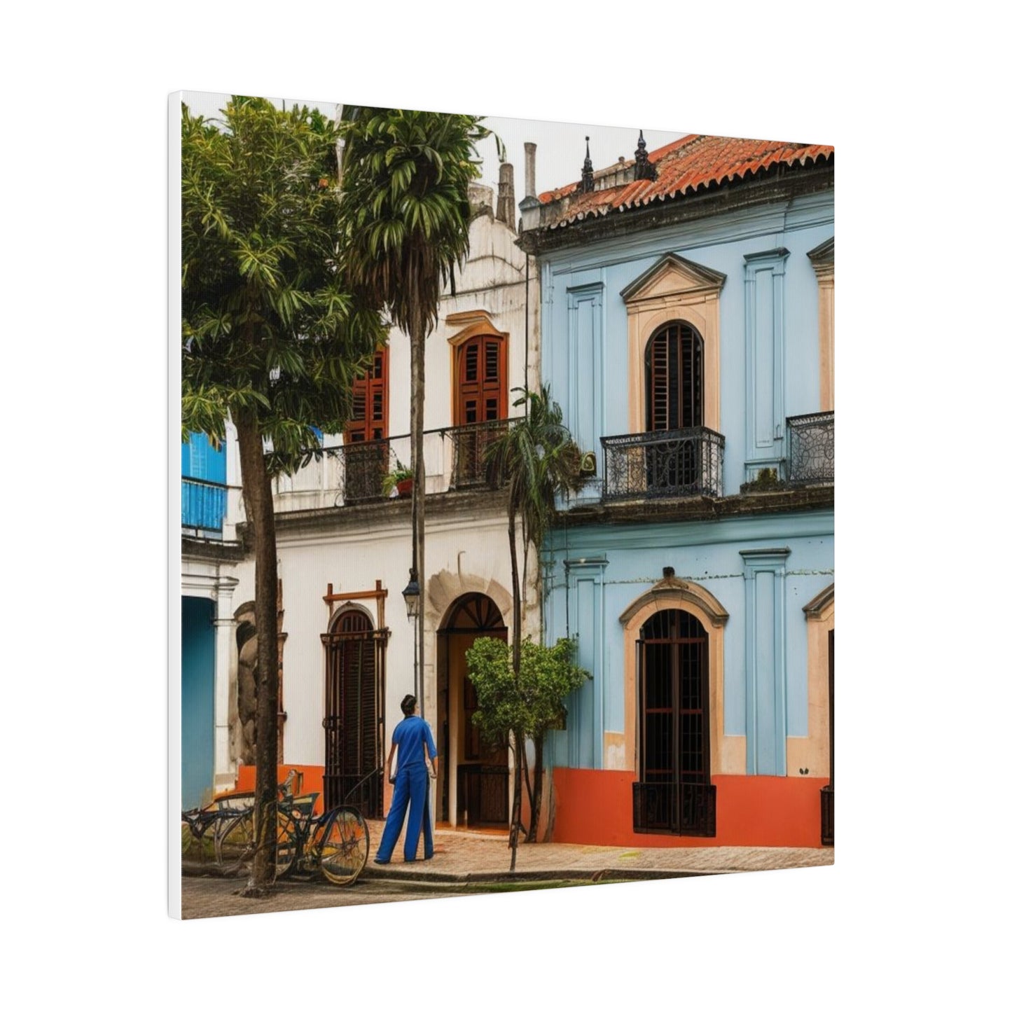 Vintage Style Colonial Architecture Building Matte Canvas, Stretched, 0.75"