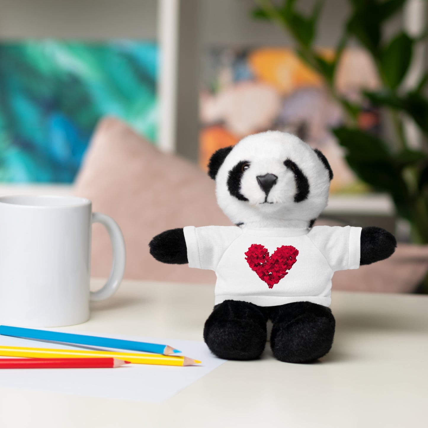 Happy Valentine's Day w/ Red Heart Plush Stuffed Animal.
