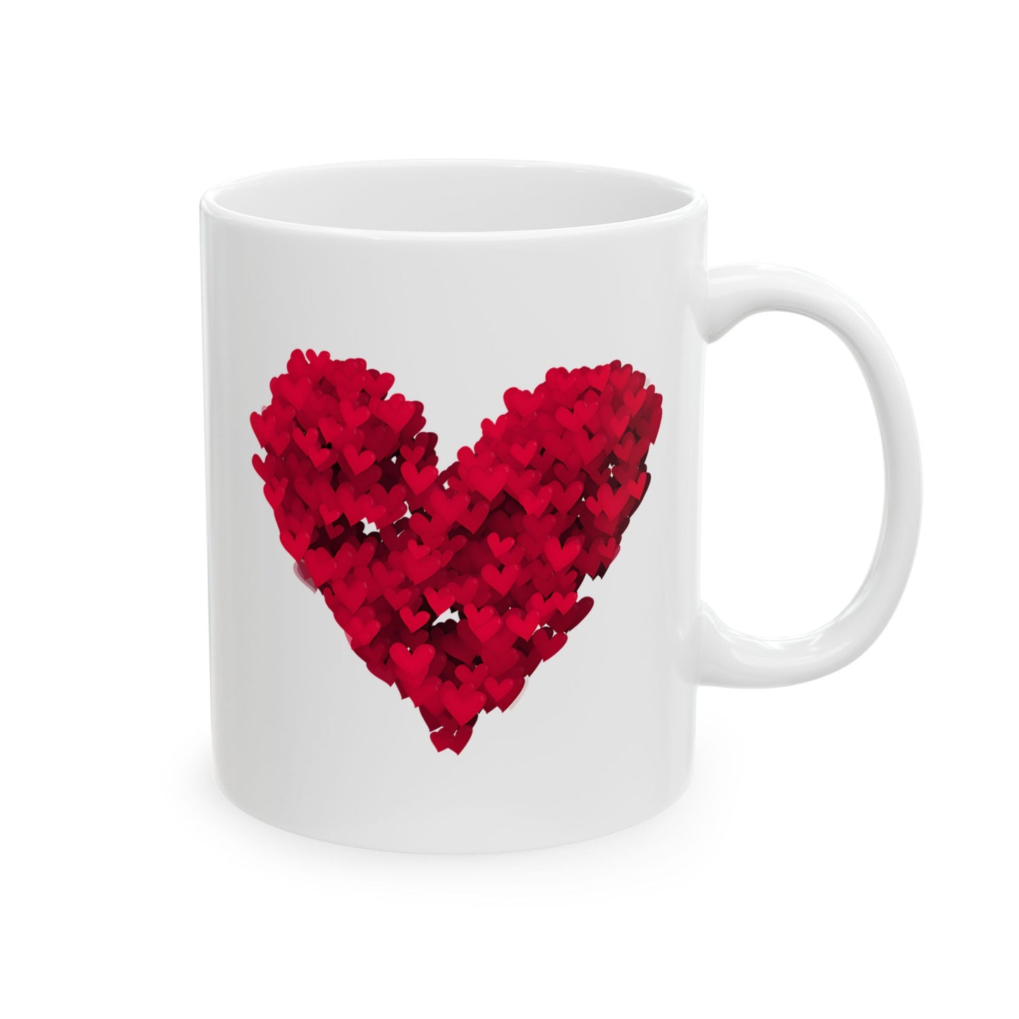 Red Heart Flower Mug 11oz - Valentine's Day, Anniversary, Mother's Day & Birthday Gift
