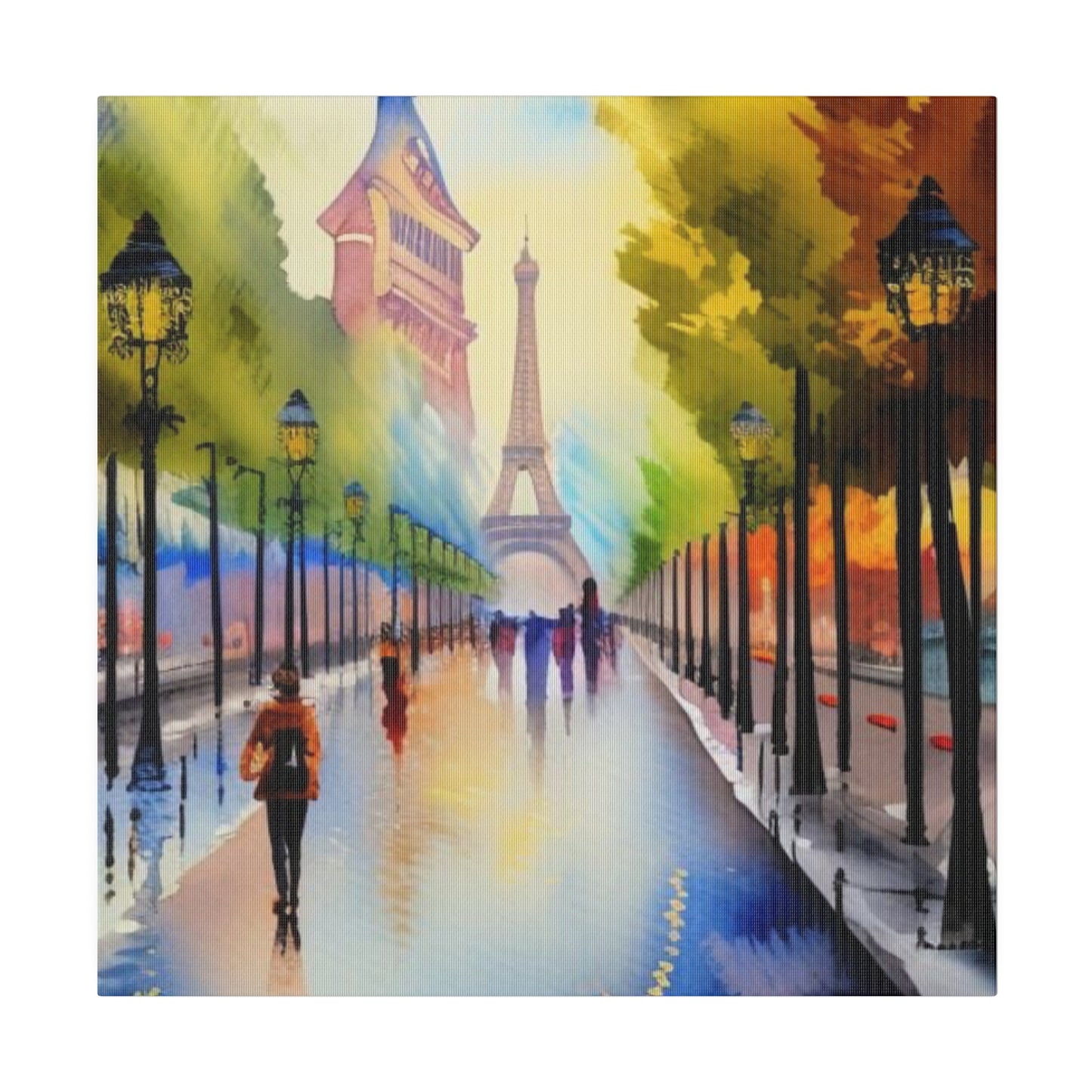 Walking in the City of Paris, Watercolor Matte Canvas, Stretched, 0.75"