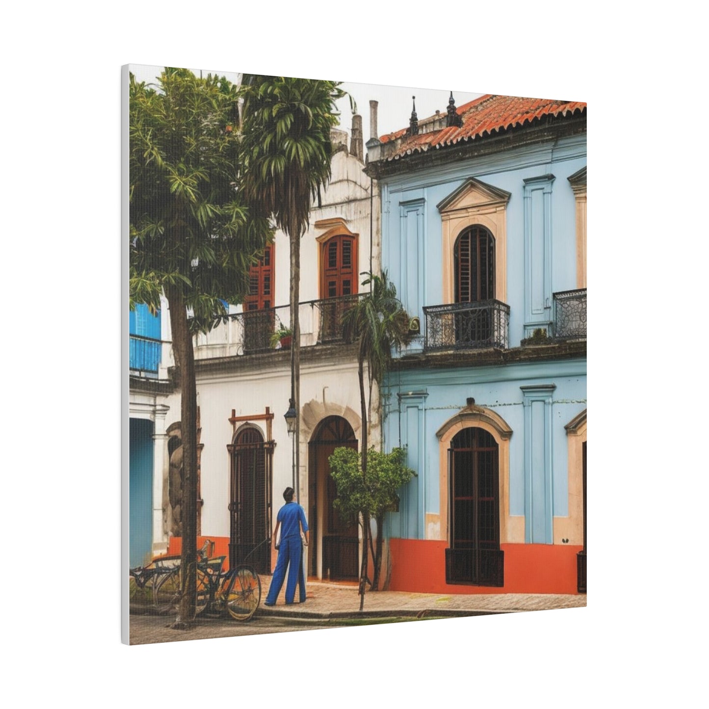 Vintage Style Colonial Architecture Building Matte Canvas, Stretched, 0.75"