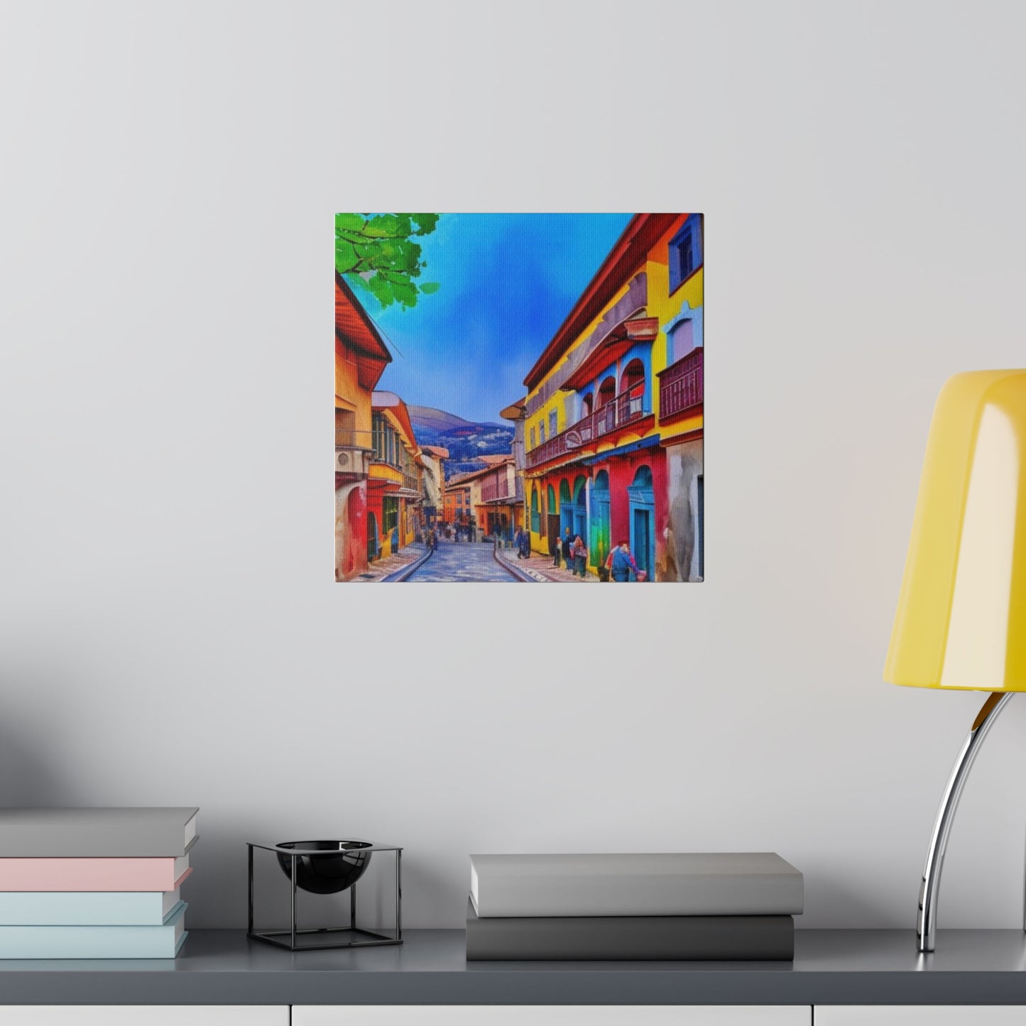 Walking into the City of Cuenca, Ecuador Vibrant Watercolor Landscape Matte Canvas, Stretched, 0.75"