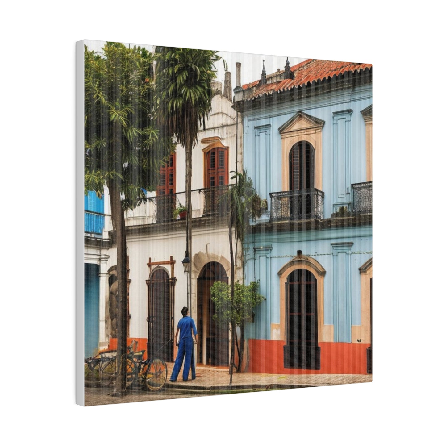 Vintage Style Colonial Architecture Building Matte Canvas, Stretched, 0.75"