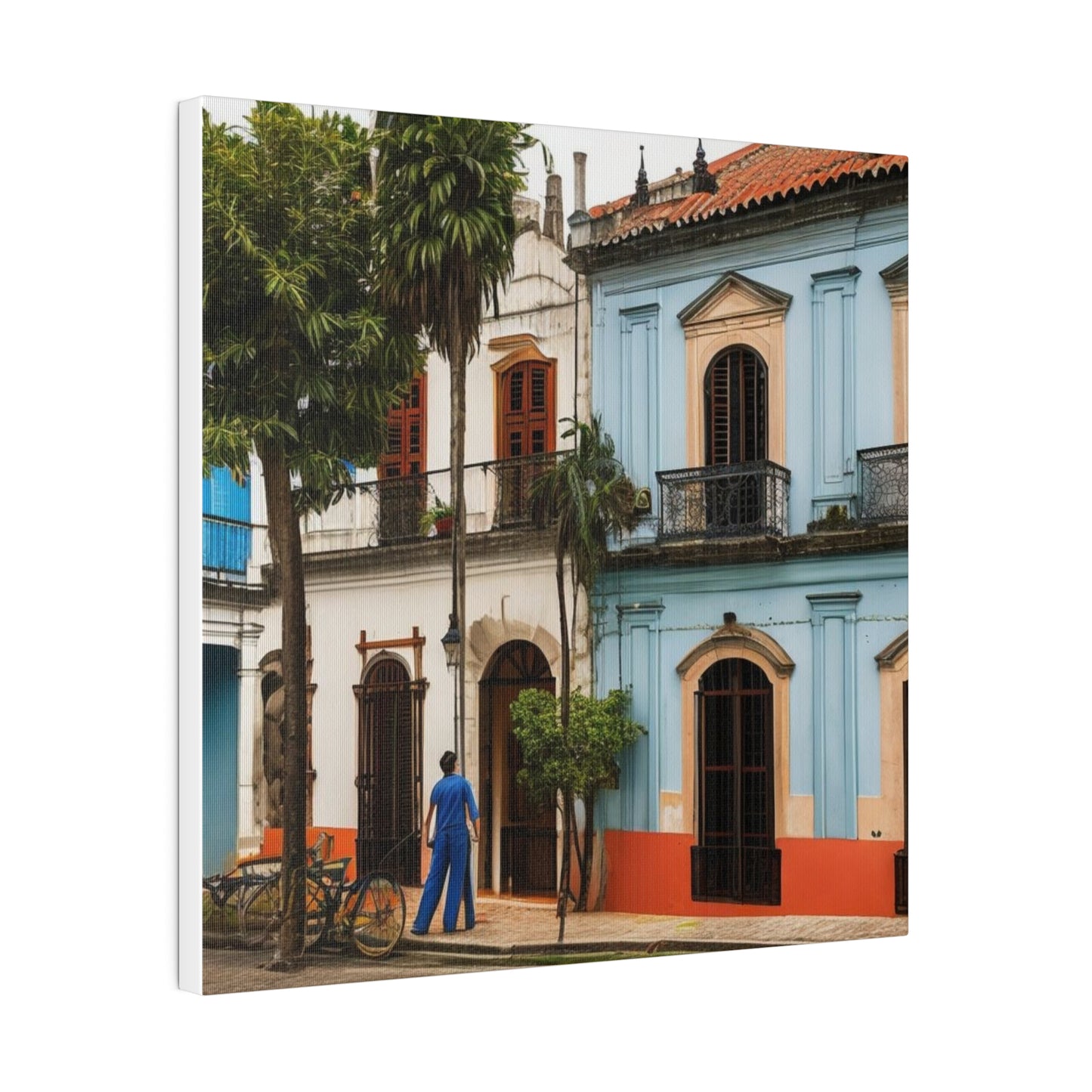 Vintage Style Colonial Architecture Building Matte Canvas, Stretched, 0.75"