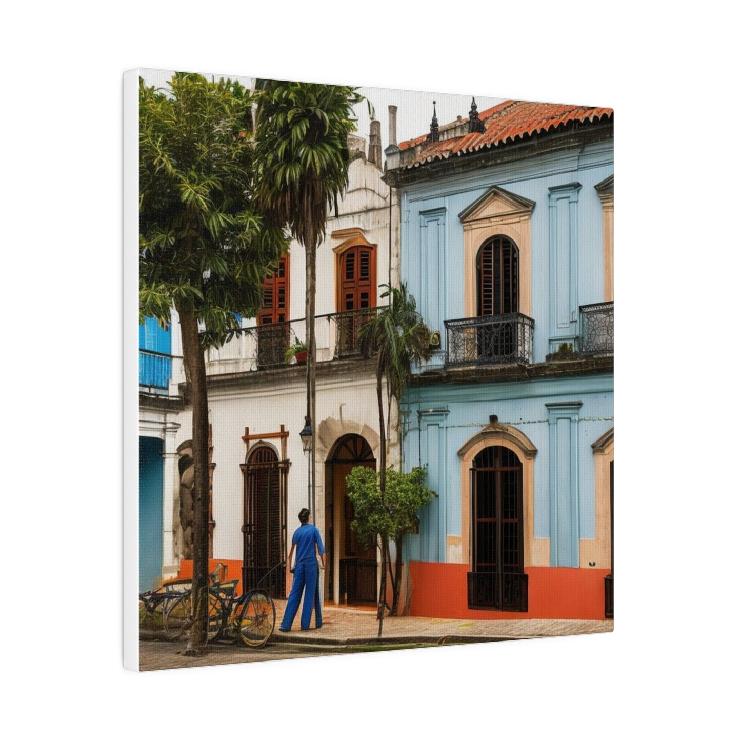 Vintage Style Colonial Architecture Building Matte Canvas, Stretched, 0.75"