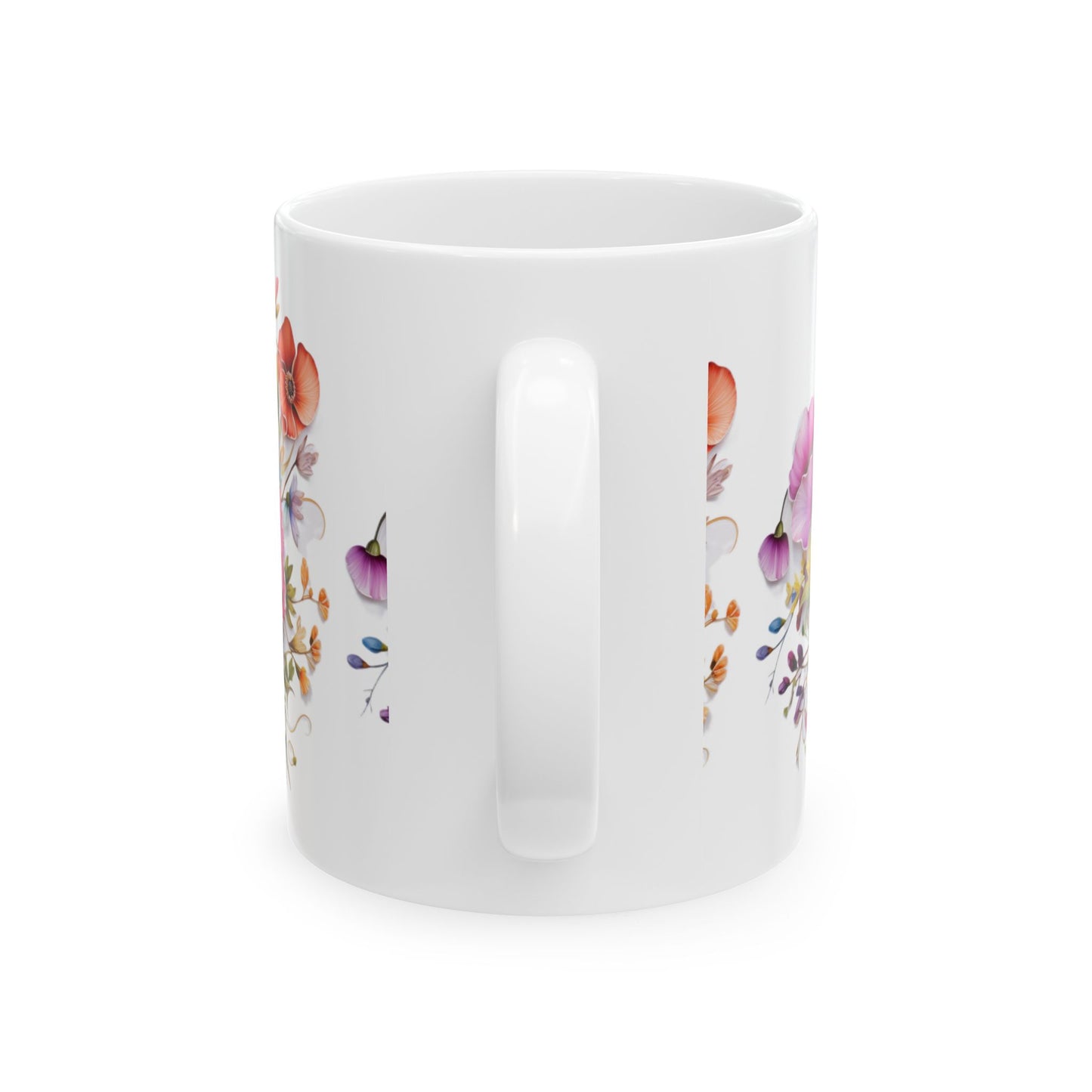 Floral Vibrant Color flowers Ceramic Mug 11oz