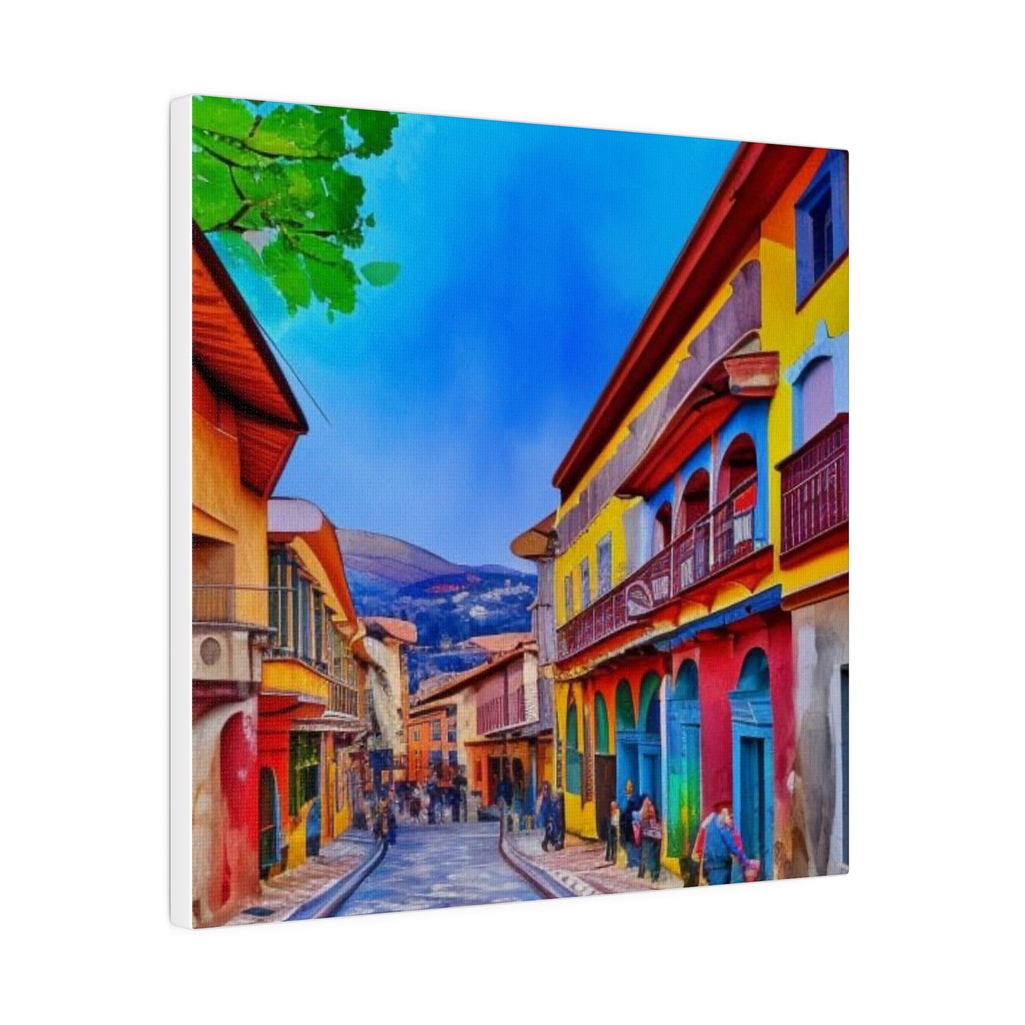 Walking into the City of Cuenca, Ecuador Vibrant Watercolor Landscape Matte Canvas, Stretched, 0.75"