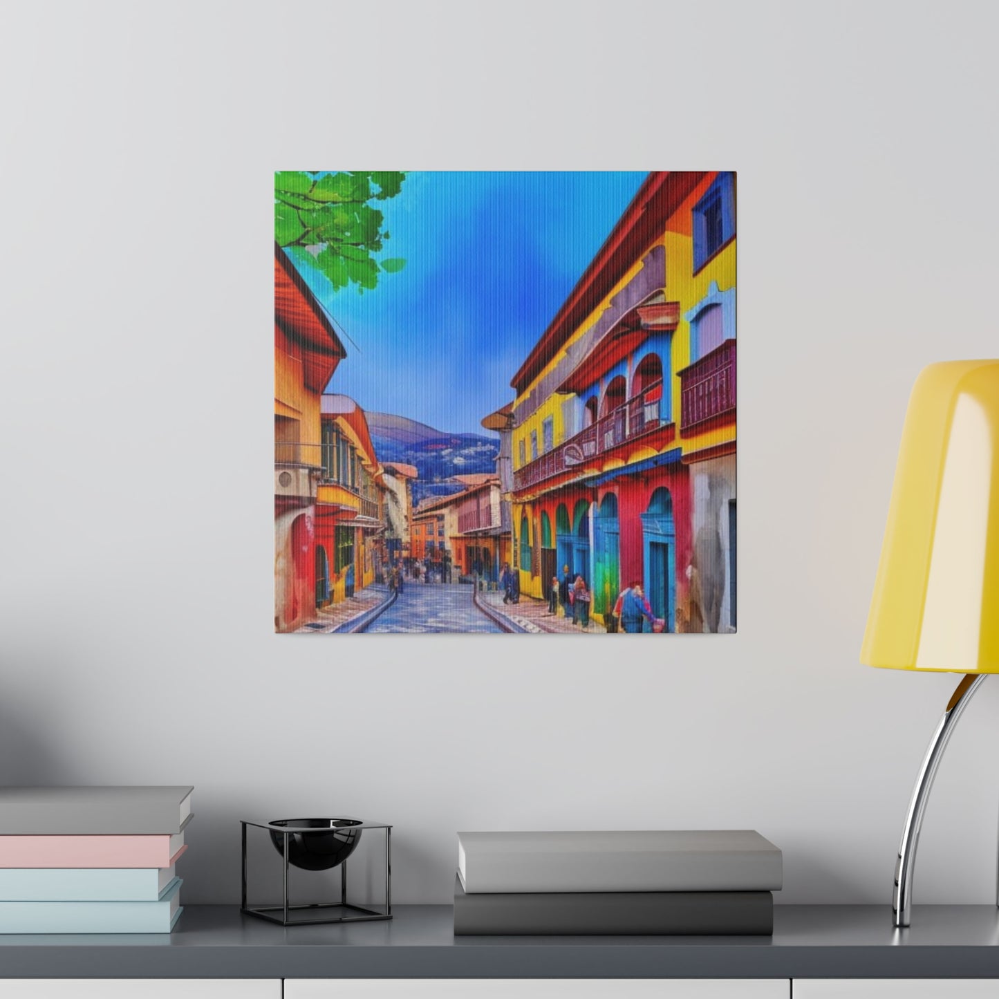 Walking into the City of Cuenca, Ecuador Vibrant Watercolor Landscape Matte Canvas, Stretched, 0.75"
