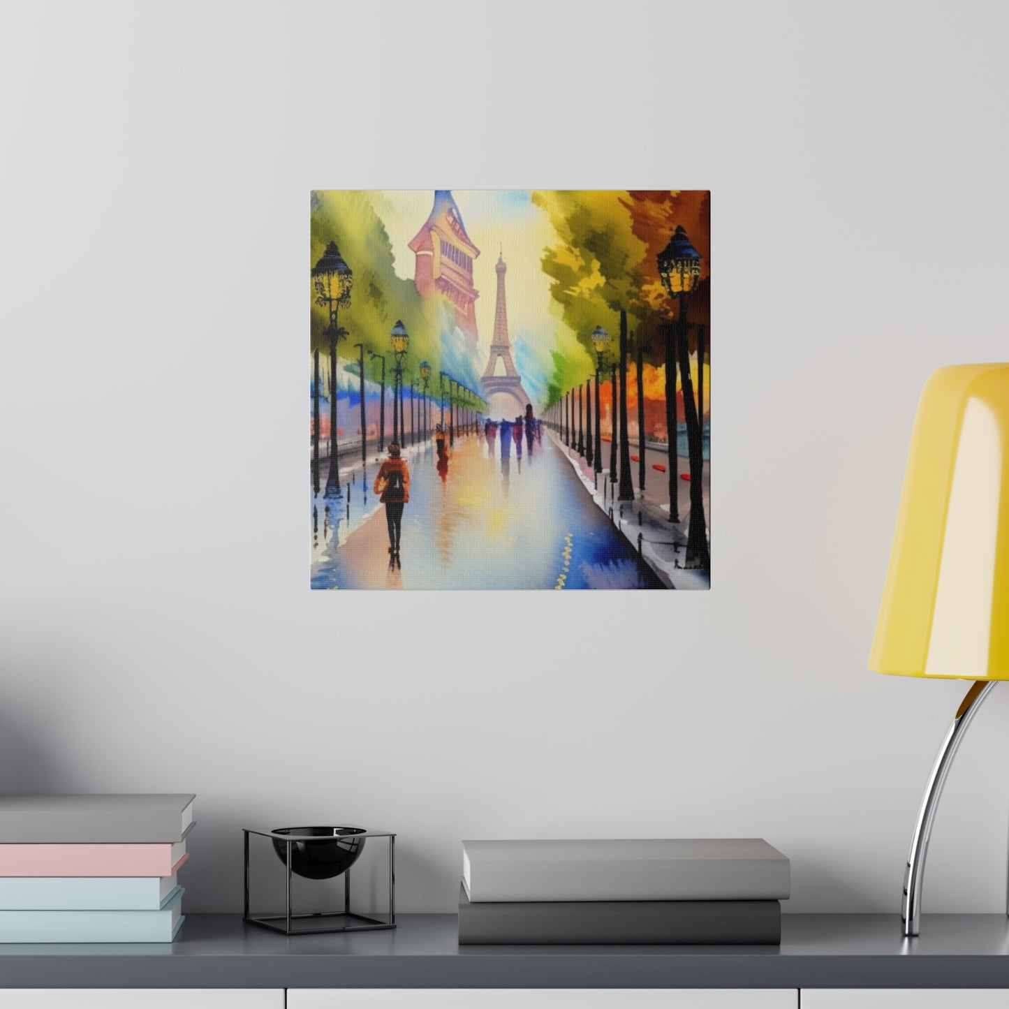 Walking in the City of Paris, Watercolor Matte Canvas, Stretched, 0.75"