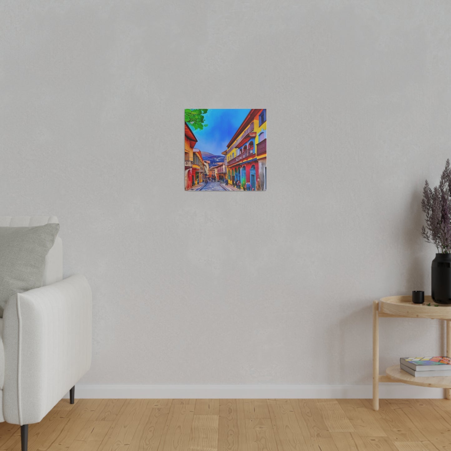 Walking into the City of Cuenca, Ecuador Vibrant Watercolor Landscape Matte Canvas, Stretched, 0.75"