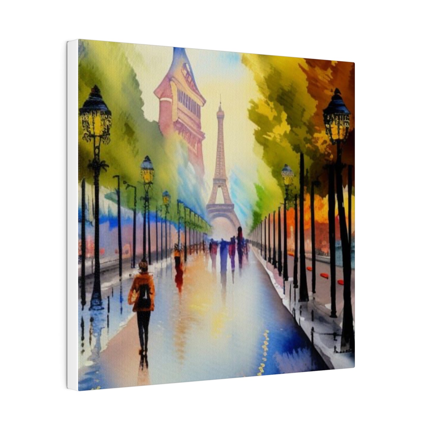 Walking in the City of Paris, Watercolor Matte Canvas, Stretched, 0.75"