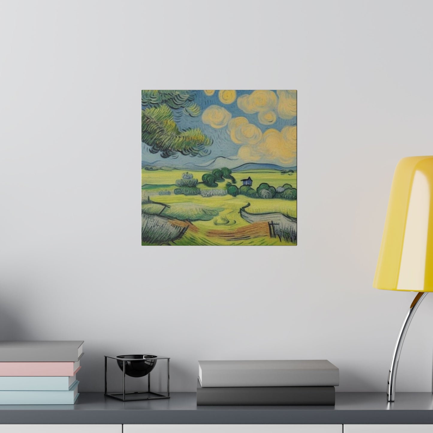 Olive Tree Farm Landscape Art Inspired by Van Gogh Style Matte Canvas, Stretched, 0.75"