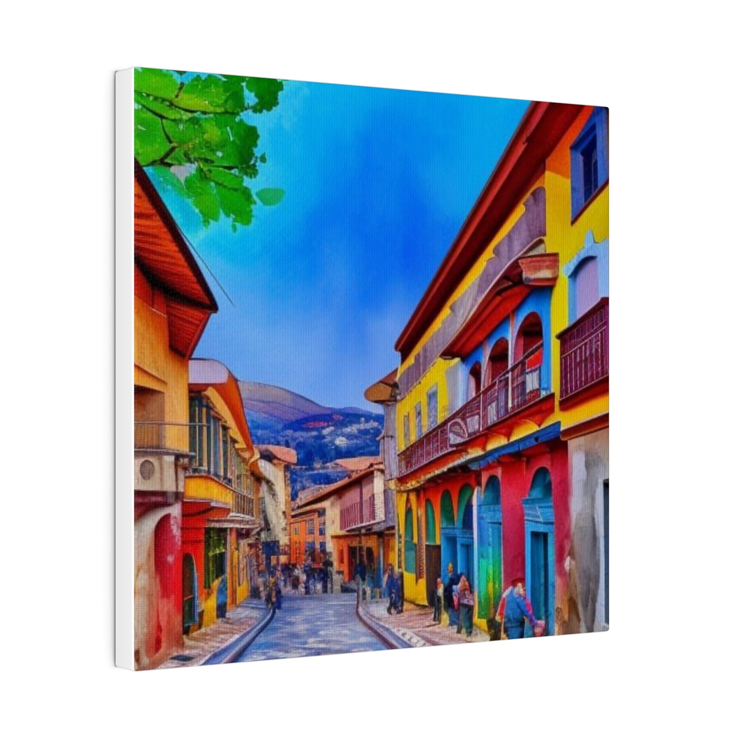 Walking into the City of Cuenca, Ecuador Vibrant Watercolor Landscape Matte Canvas, Stretched, 0.75"