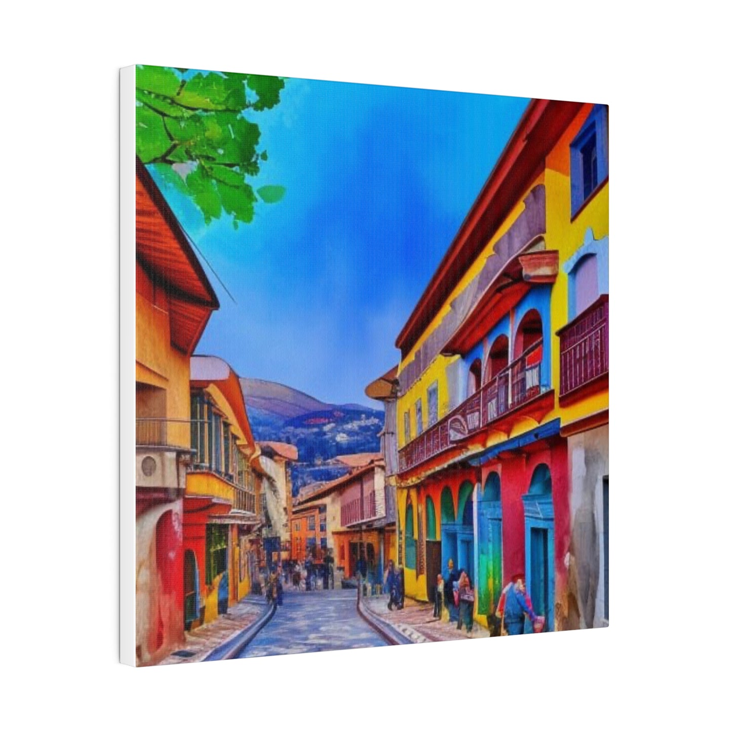Walking into the City of Cuenca, Ecuador Vibrant Watercolor Landscape Matte Canvas, Stretched, 0.75"