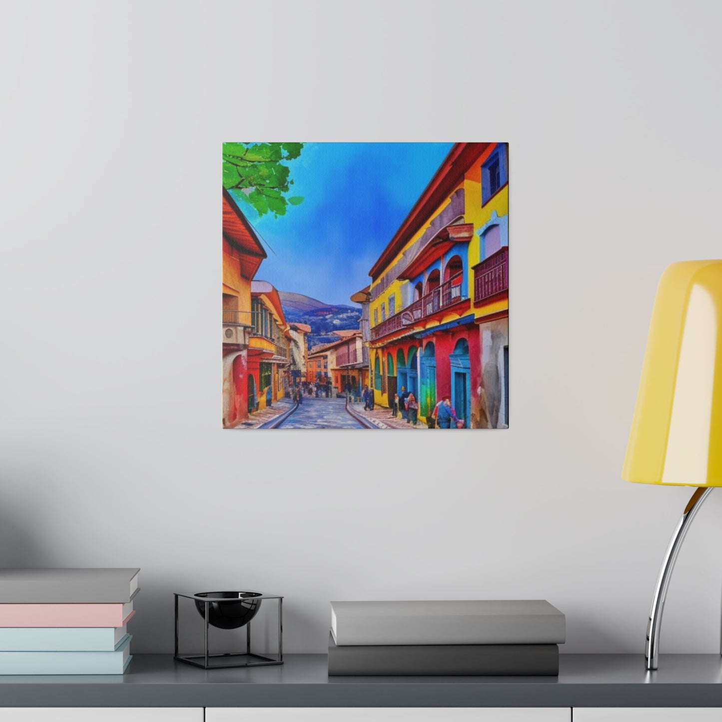Walking into the City of Cuenca, Ecuador Vibrant Watercolor Landscape Matte Canvas, Stretched, 0.75"