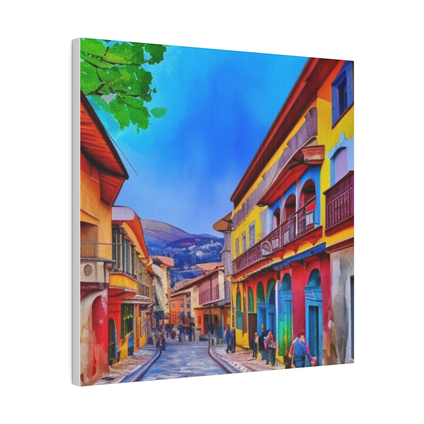 Walking into the City of Cuenca, Ecuador Vibrant Watercolor Landscape Matte Canvas, Stretched, 0.75"