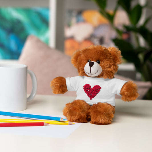 Happy Valentine's Day w/ Red Heart Plush Stuffed Animal.