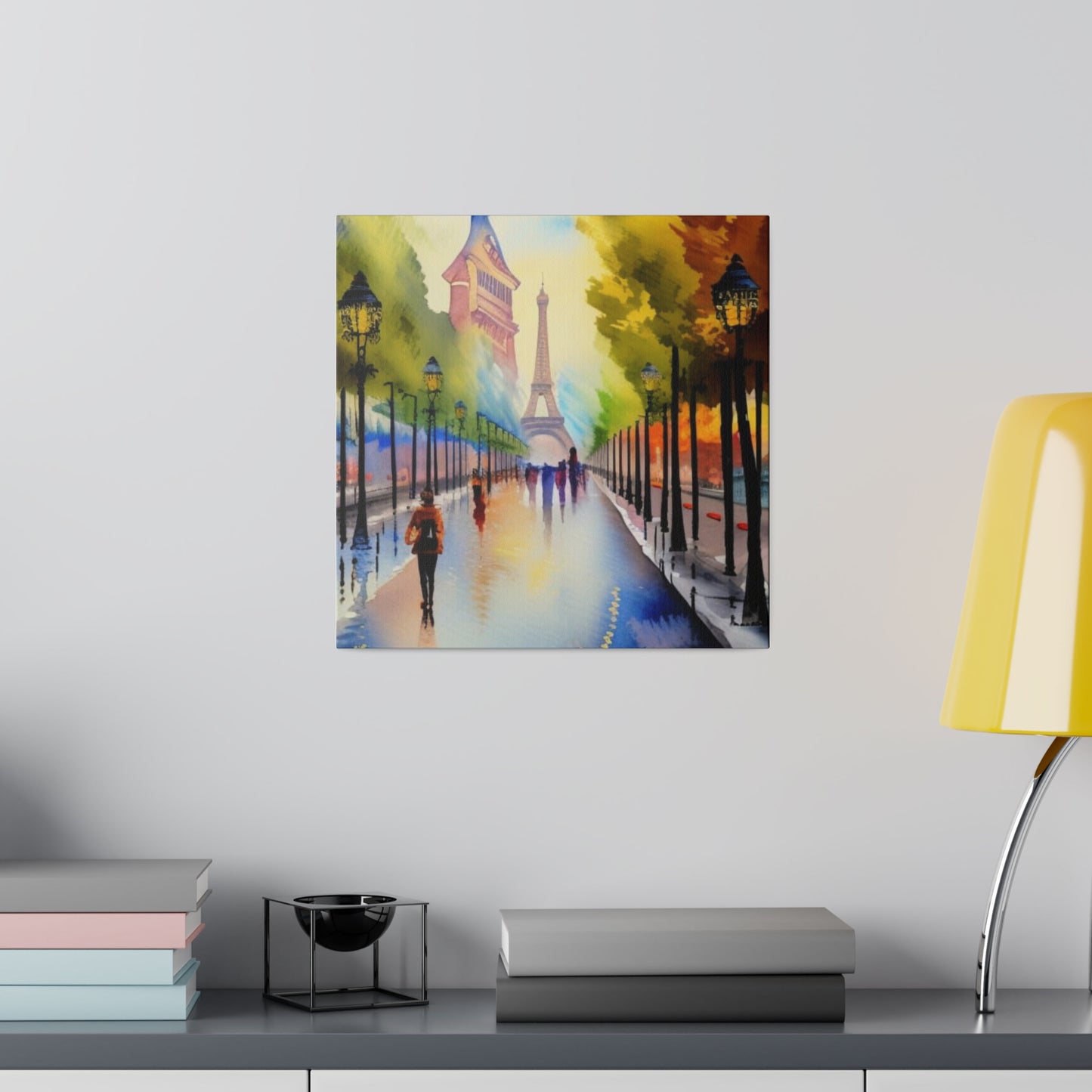 Walking in the City of Paris, Watercolor Matte Canvas, Stretched, 0.75"