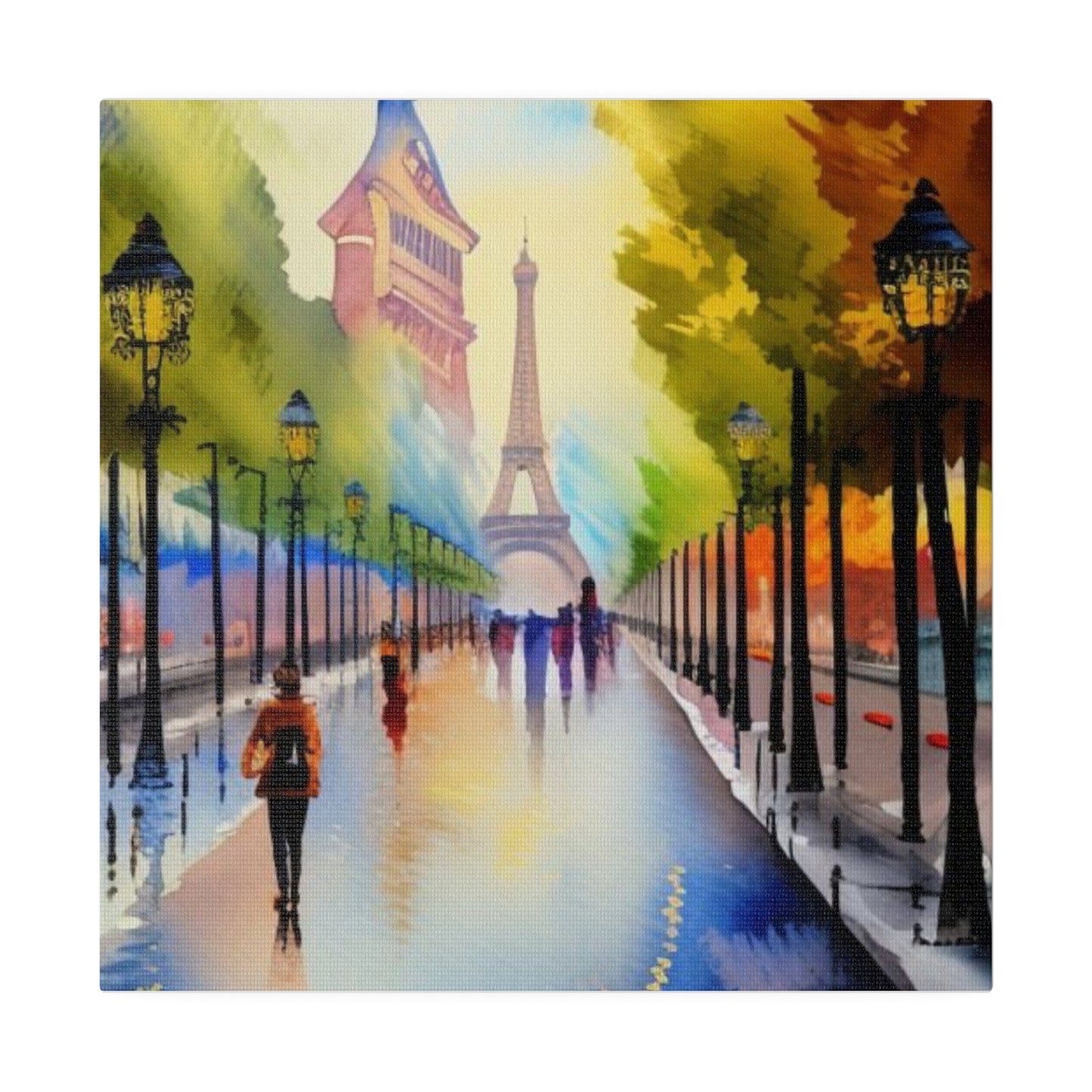 Walking in the City of Paris, Watercolor Matte Canvas, Stretched, 0.75"