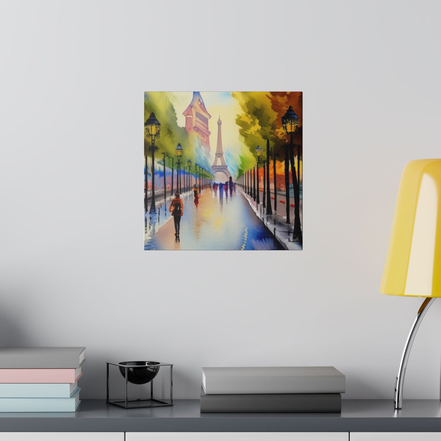 Walking in the City of Paris, Watercolor Matte Canvas, Stretched, 0.75"