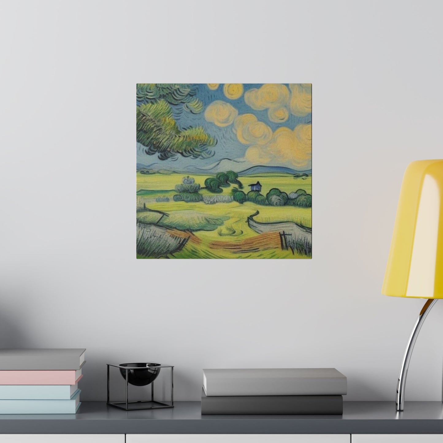 Olive Tree Farm Landscape Art Inspired by Van Gogh Style Matte Canvas, Stretched, 0.75"