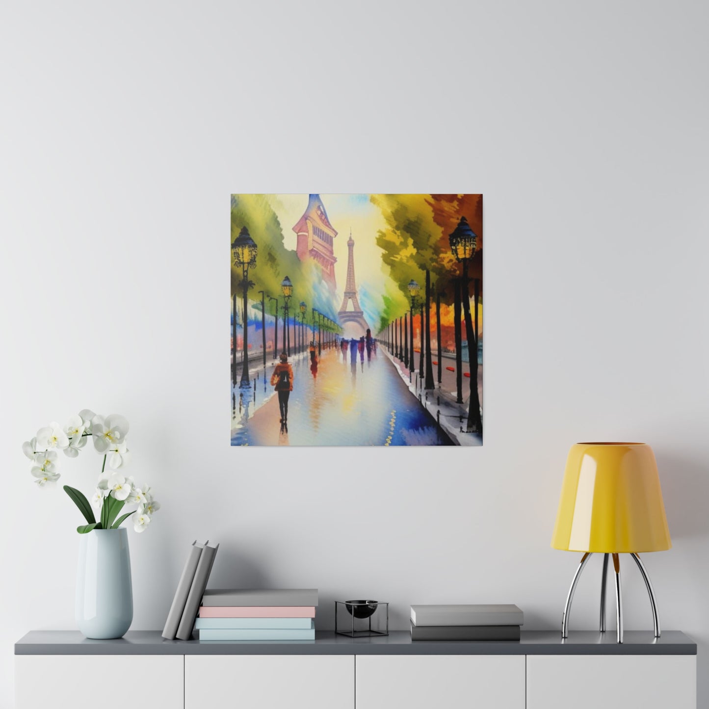 Walking in the City of Paris, Watercolor Matte Canvas, Stretched, 0.75"