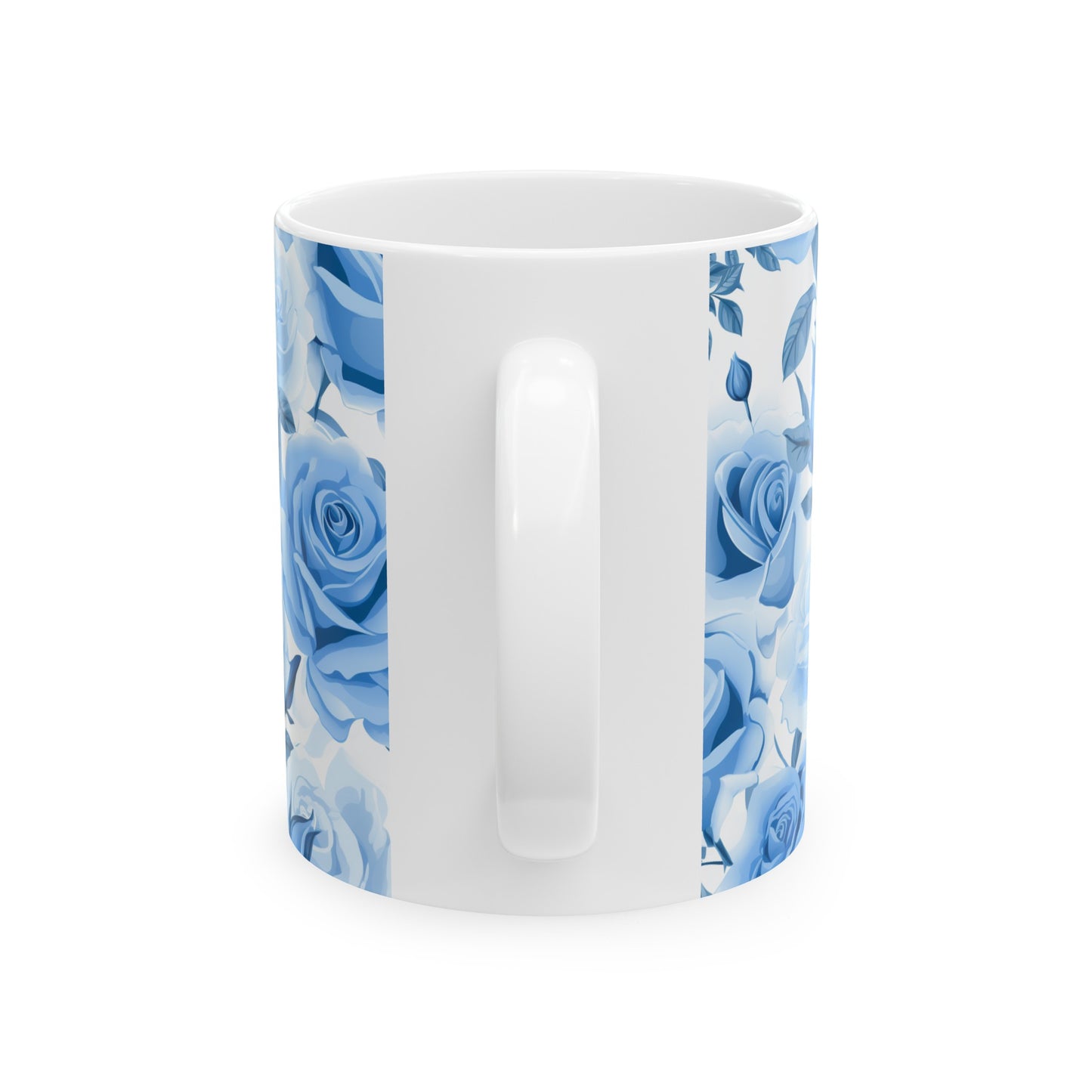 Blue Roses, Floral Ceramic Mug or Teacup 11oz