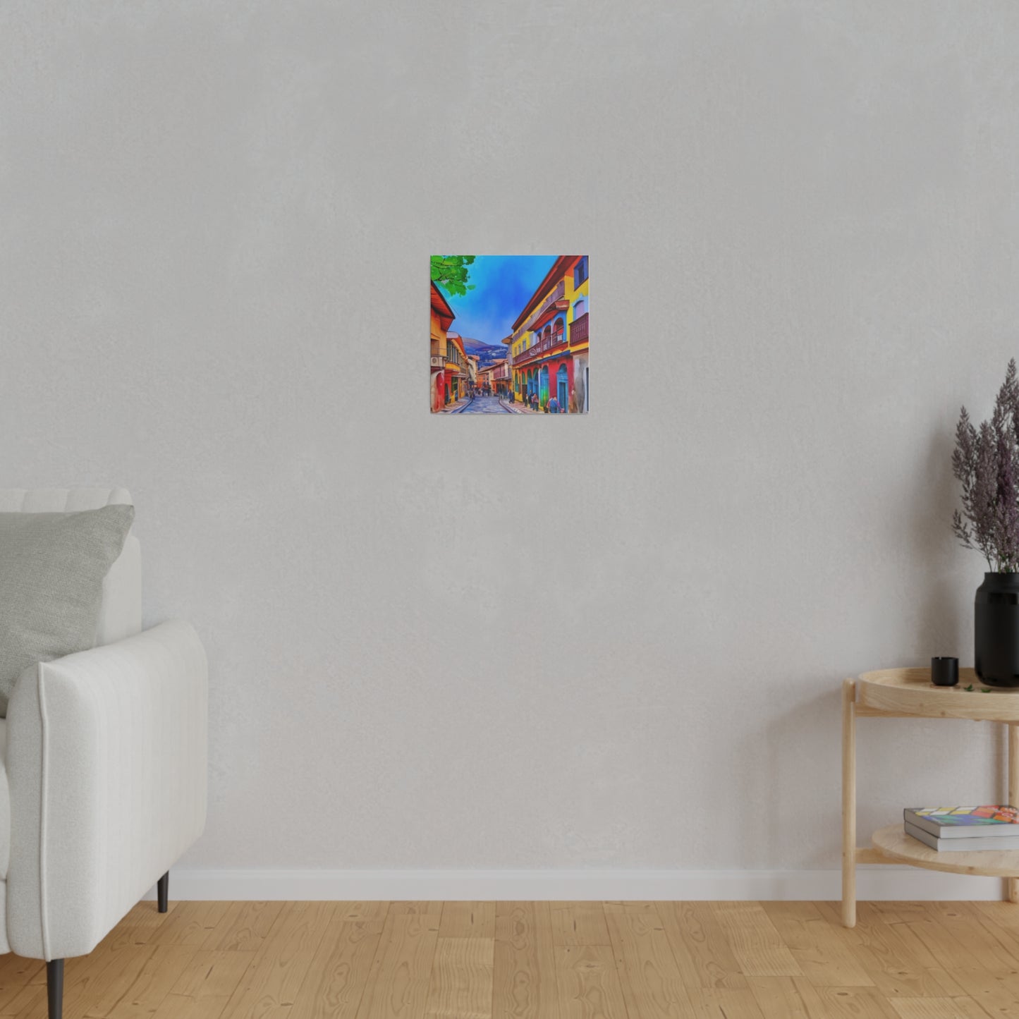 Walking into the City of Cuenca, Ecuador Vibrant Watercolor Landscape Matte Canvas, Stretched, 0.75"
