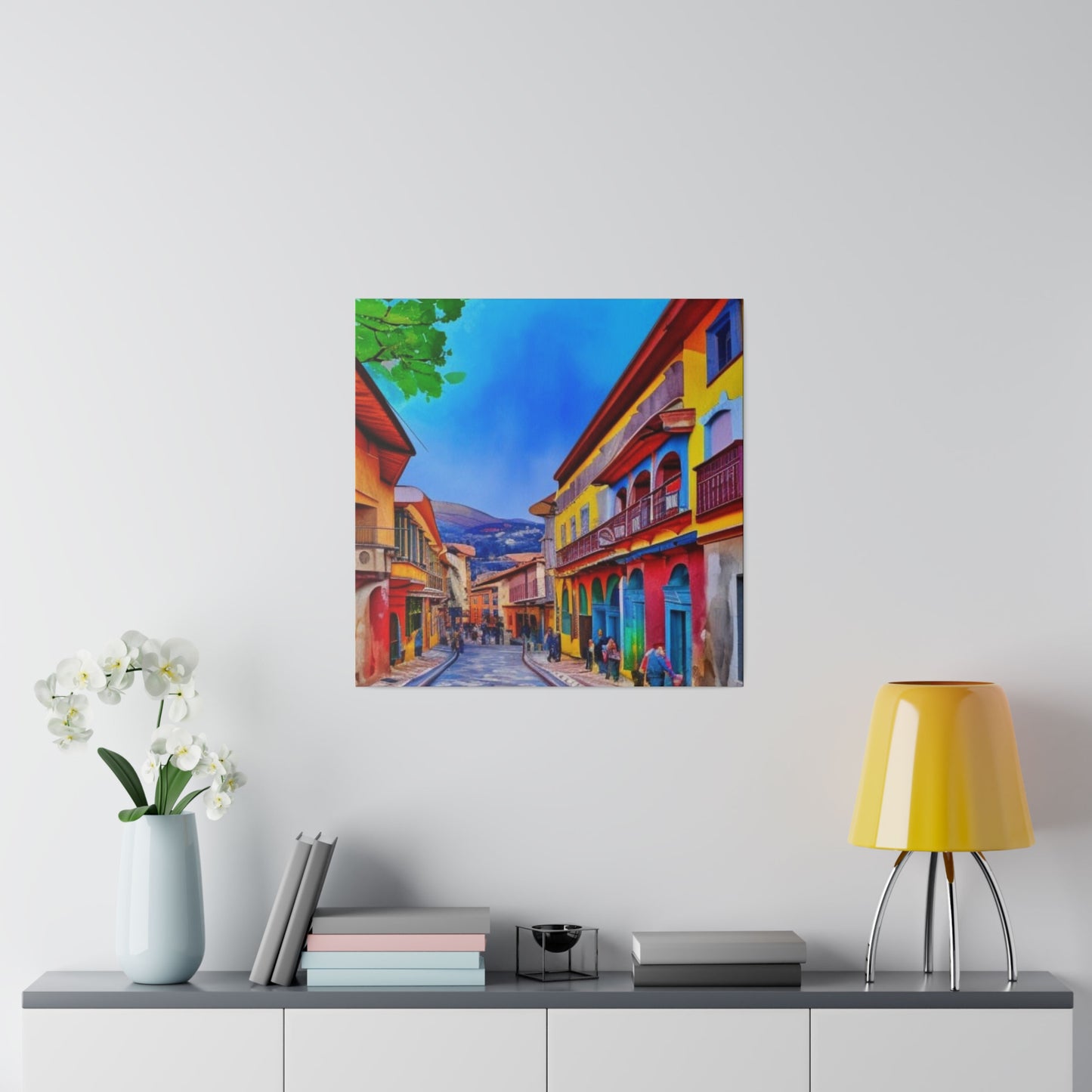 Walking into the City of Cuenca, Ecuador Vibrant Watercolor Landscape Matte Canvas, Stretched, 0.75"