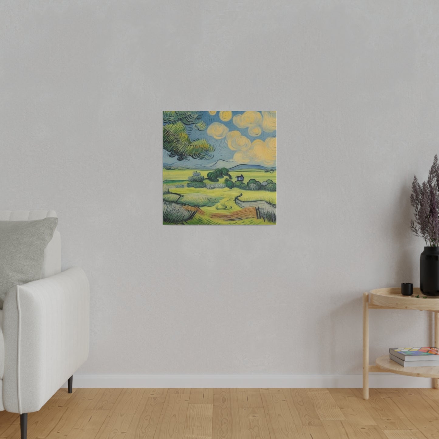 Olive Tree Farm Landscape Art Inspired by Van Gogh Style Matte Canvas, Stretched, 0.75"