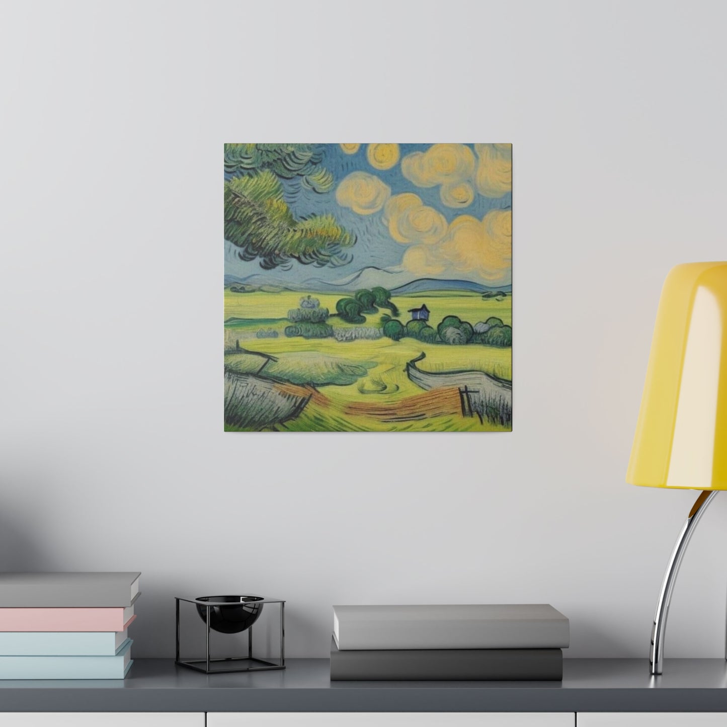 Olive Tree Farm Landscape Art Inspired by Van Gogh Style Matte Canvas, Stretched, 0.75"