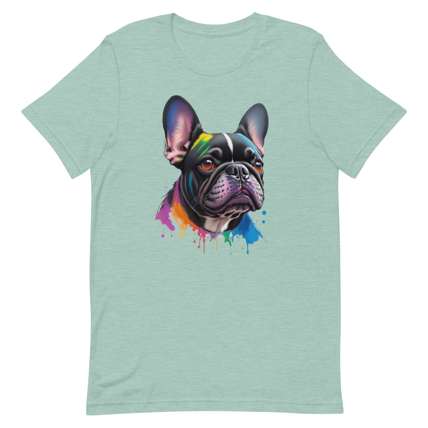 French Bulldog Head with Paint Dripping Effect Unisex t-shirt