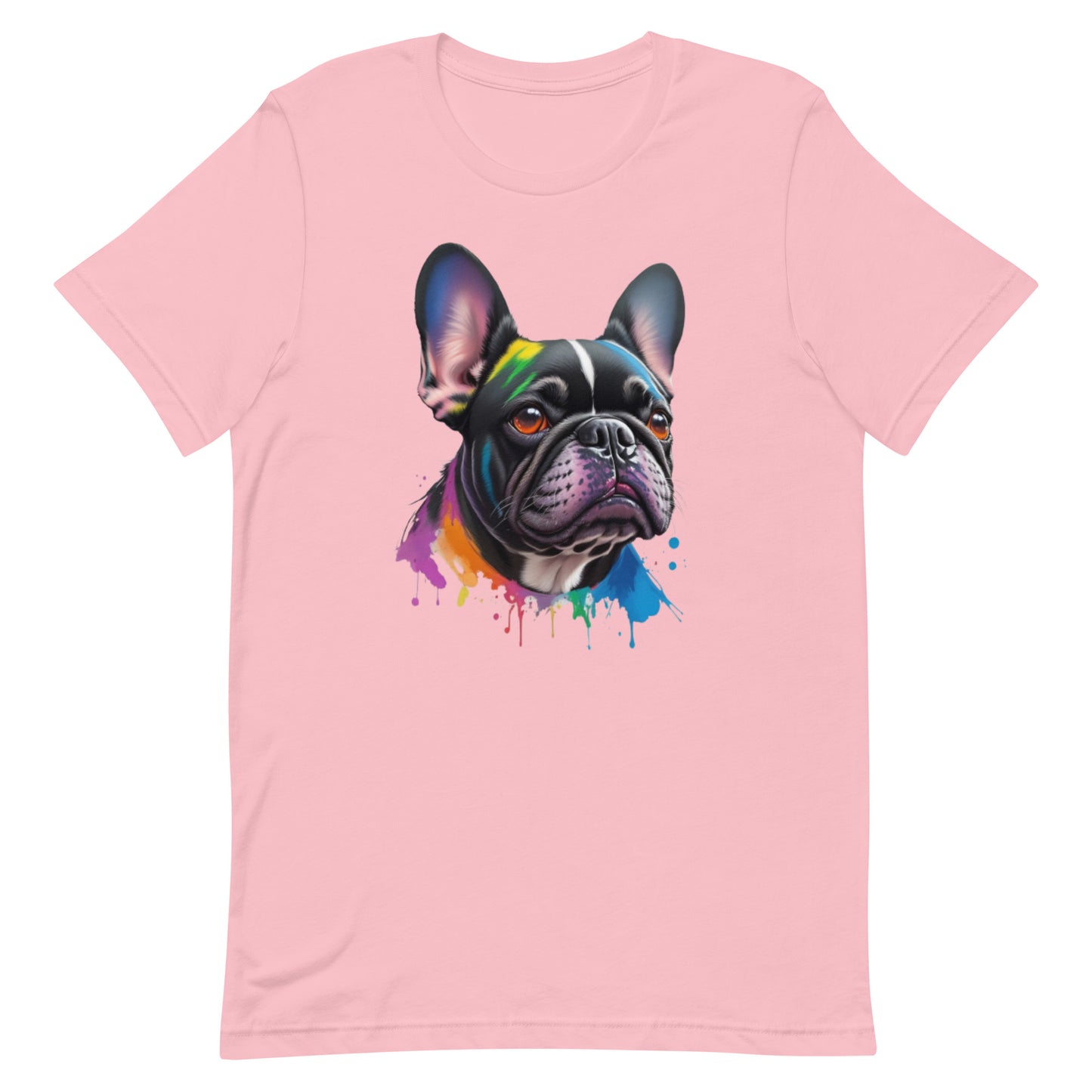 French Bulldog Head with Paint Dripping Effect Unisex t-shirt