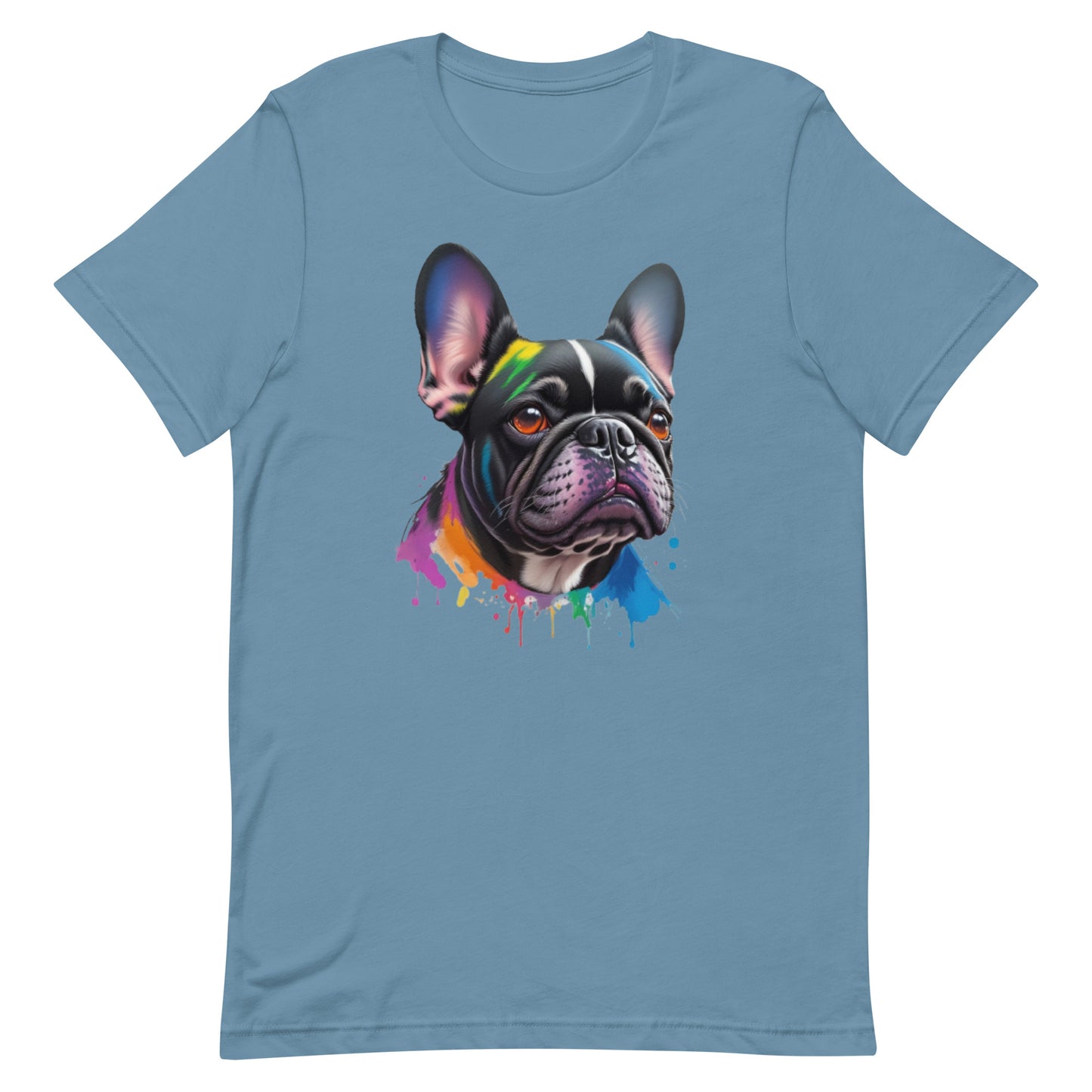 French Bulldog Head with Paint Dripping Effect Unisex t-shirt