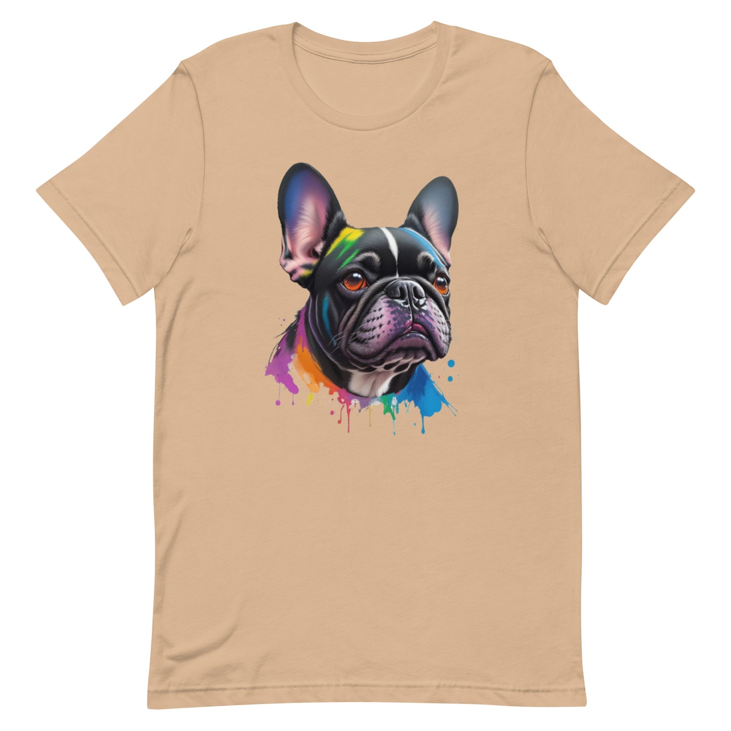 French Bulldog Head with Paint Dripping Effect Unisex t-shirt