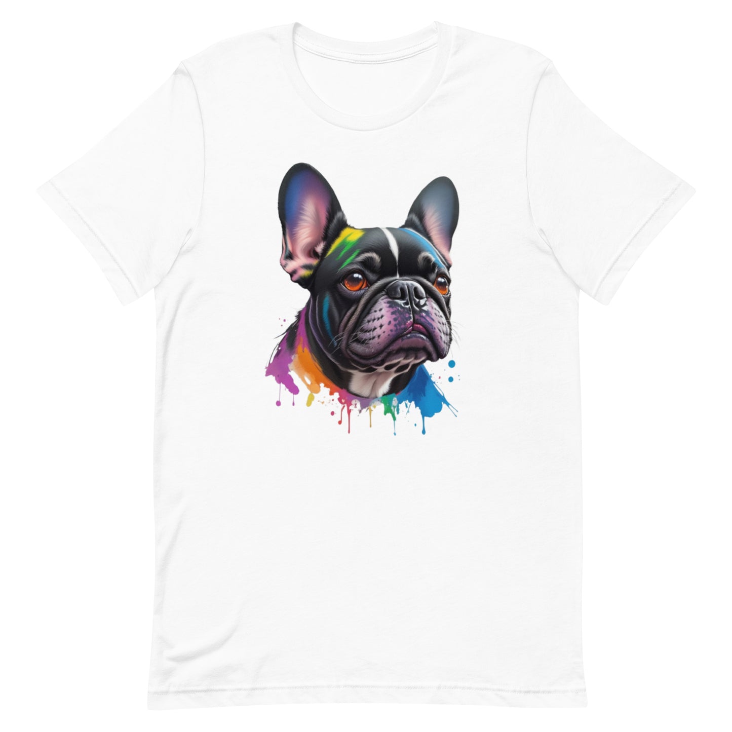 French Bulldog Head with Paint Dripping Effect Unisex t-shirt